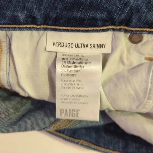 PAIGE Blue Jeans Verdugo Ultra Skinny Dazeley Destructive Denim Woman's Size 28 - Picture 11 of 13